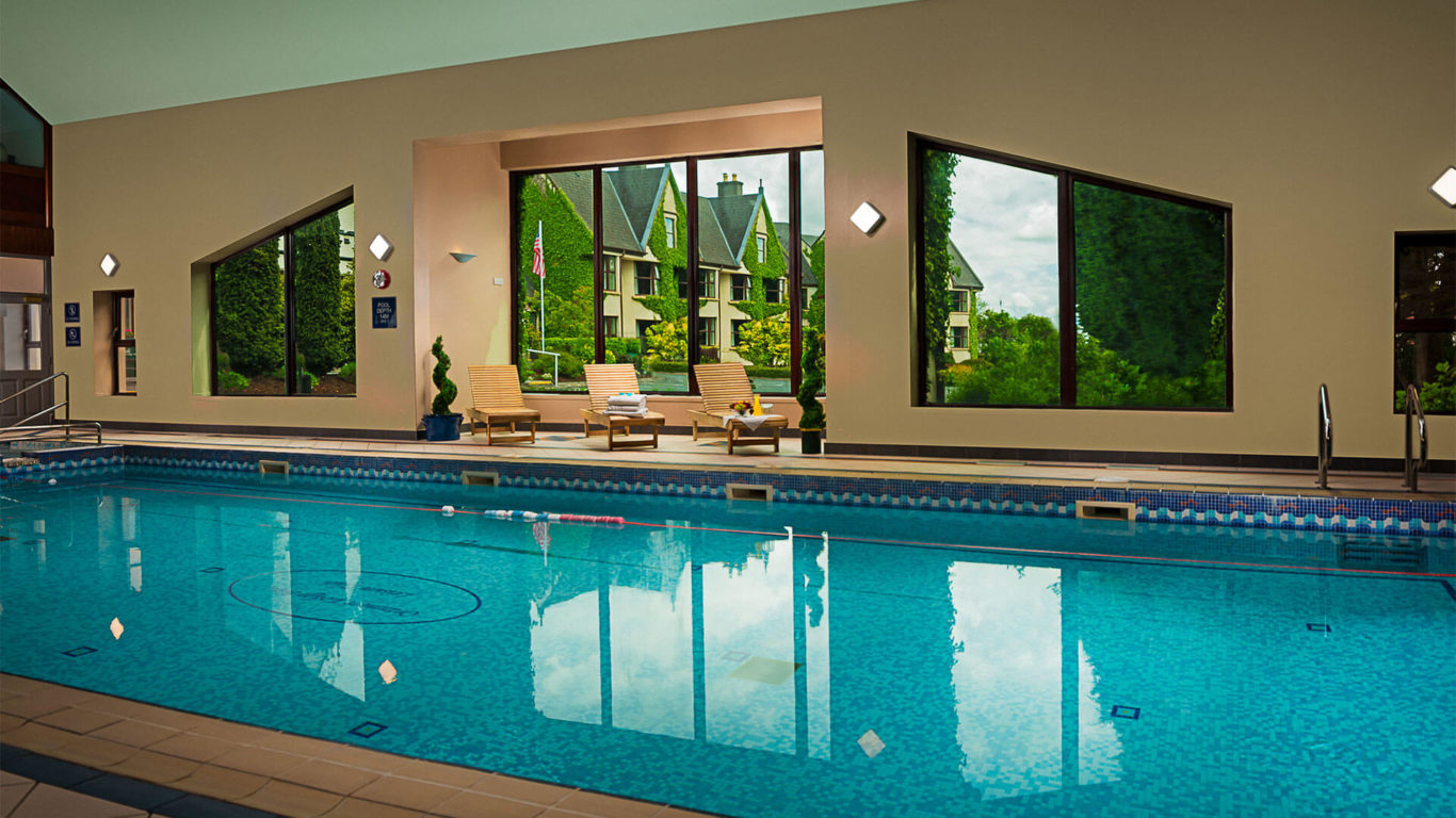 The swimming pool in Oranmore Leisure Club at Oranmore Lodge Hotel. The best hotel in Galway with pool, ideal for leisurely swims and swimming lessons in Galway.